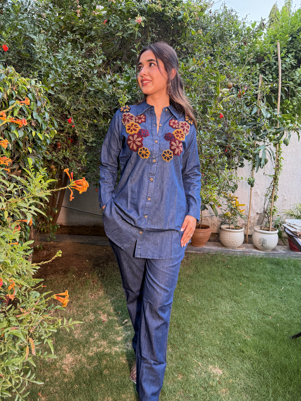 Indigo Bloom Denim Co-ord Set