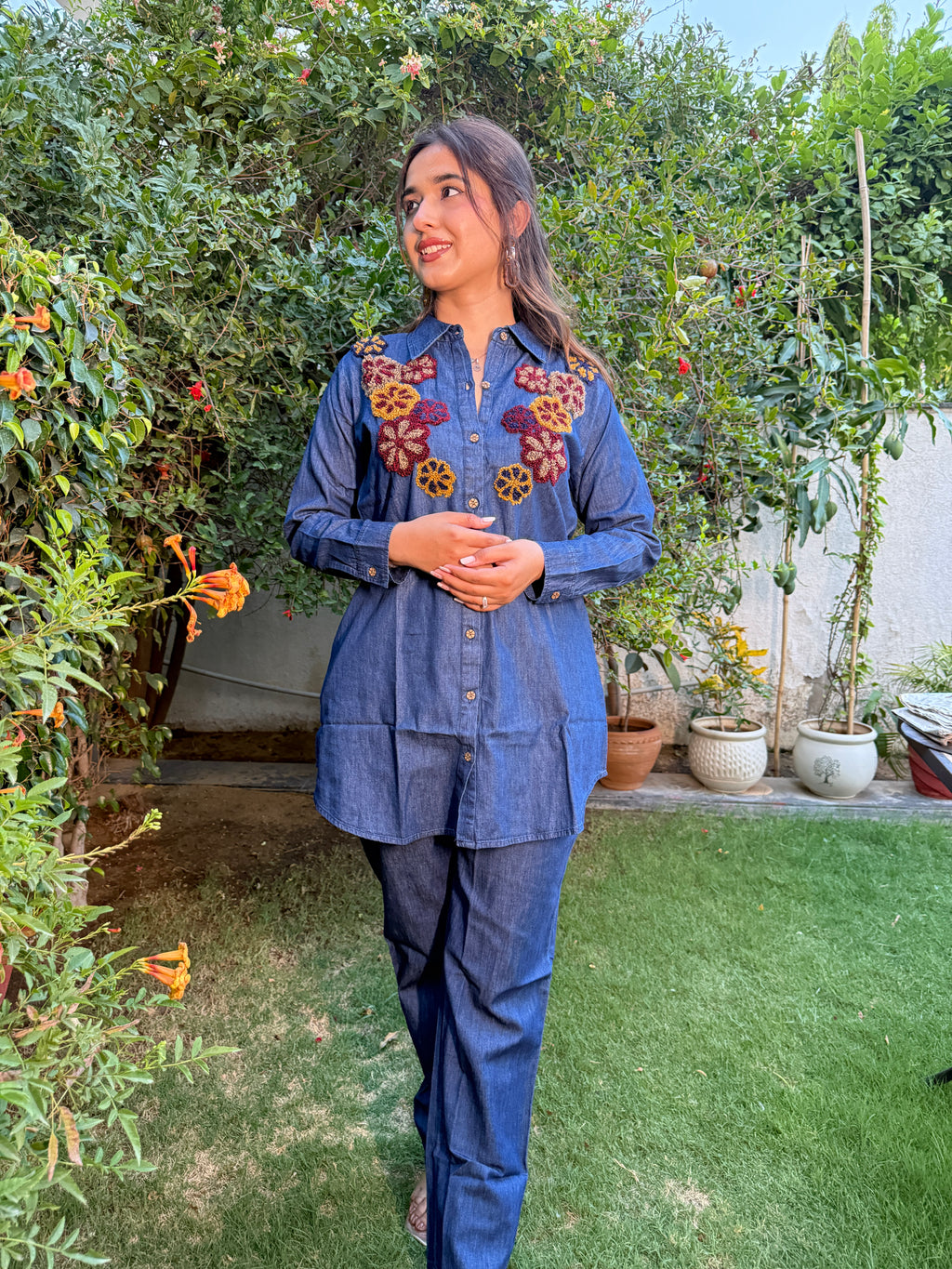 Indigo Bloom Denim Co-ord Set