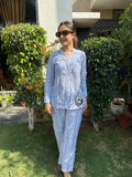 Azure Cotton Stripe Co-ord Set