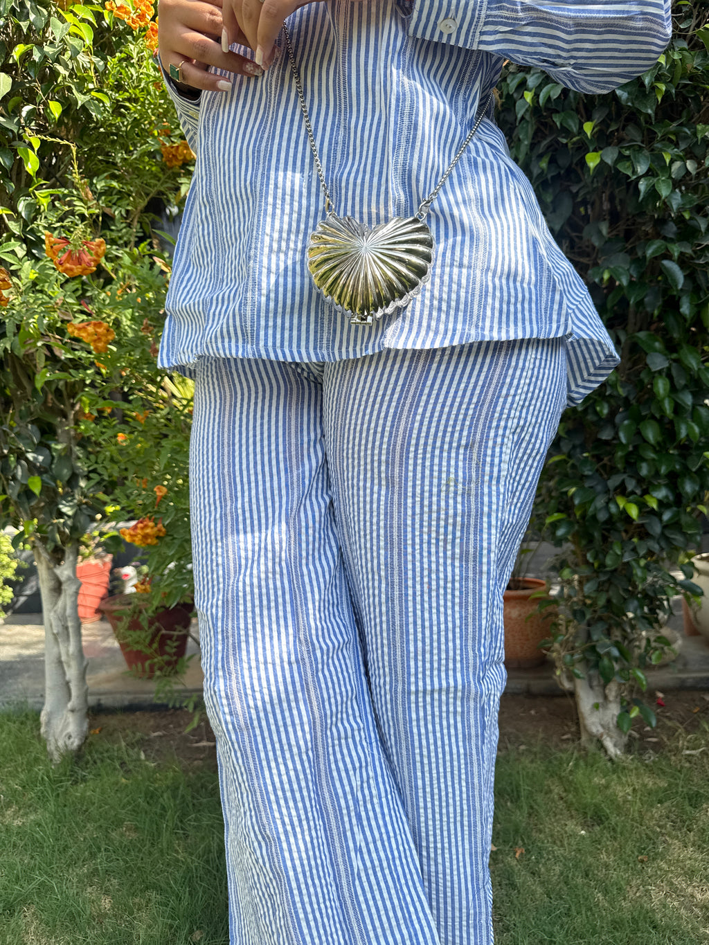 Azure Cotton Stripe Co-ord Set