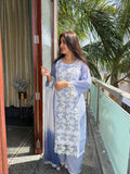 Parizaad Blue Ombré Lace Suit Set