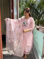 Gul Baby Pink Kota Beaded Suit Set