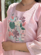 Gul Baby Pink Kota Beaded Suit Set