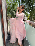 Gul Baby Pink Kota Beaded Suit Set