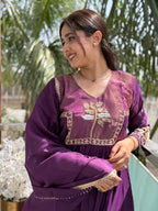 Inaya Plum Silk Suit Set