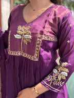 Inaya Plum Silk Suit Set