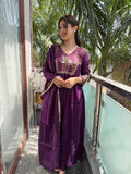 Inaya Plum Silk Suit Set