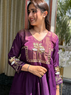 Inaya Plum Silk Suit Set
