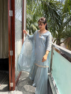 Meher Powder Blue Tissue Suit Set