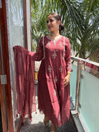 Aaira Maroon Georgette Embroidered Suit Set