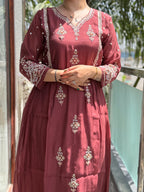 Aaira Maroon Georgette Embroidered Suit Set