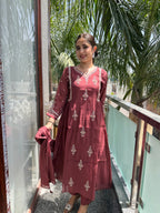 Aaira Maroon Georgette Embroidered Suit Set