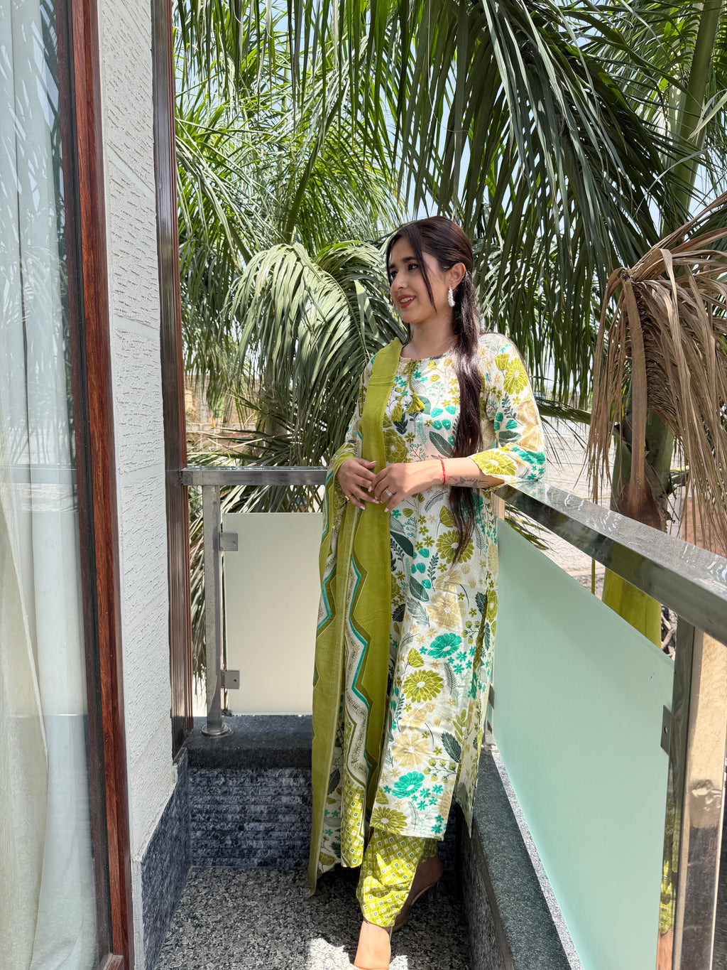 Gulbahaar Green Cotton 3-Piece Set