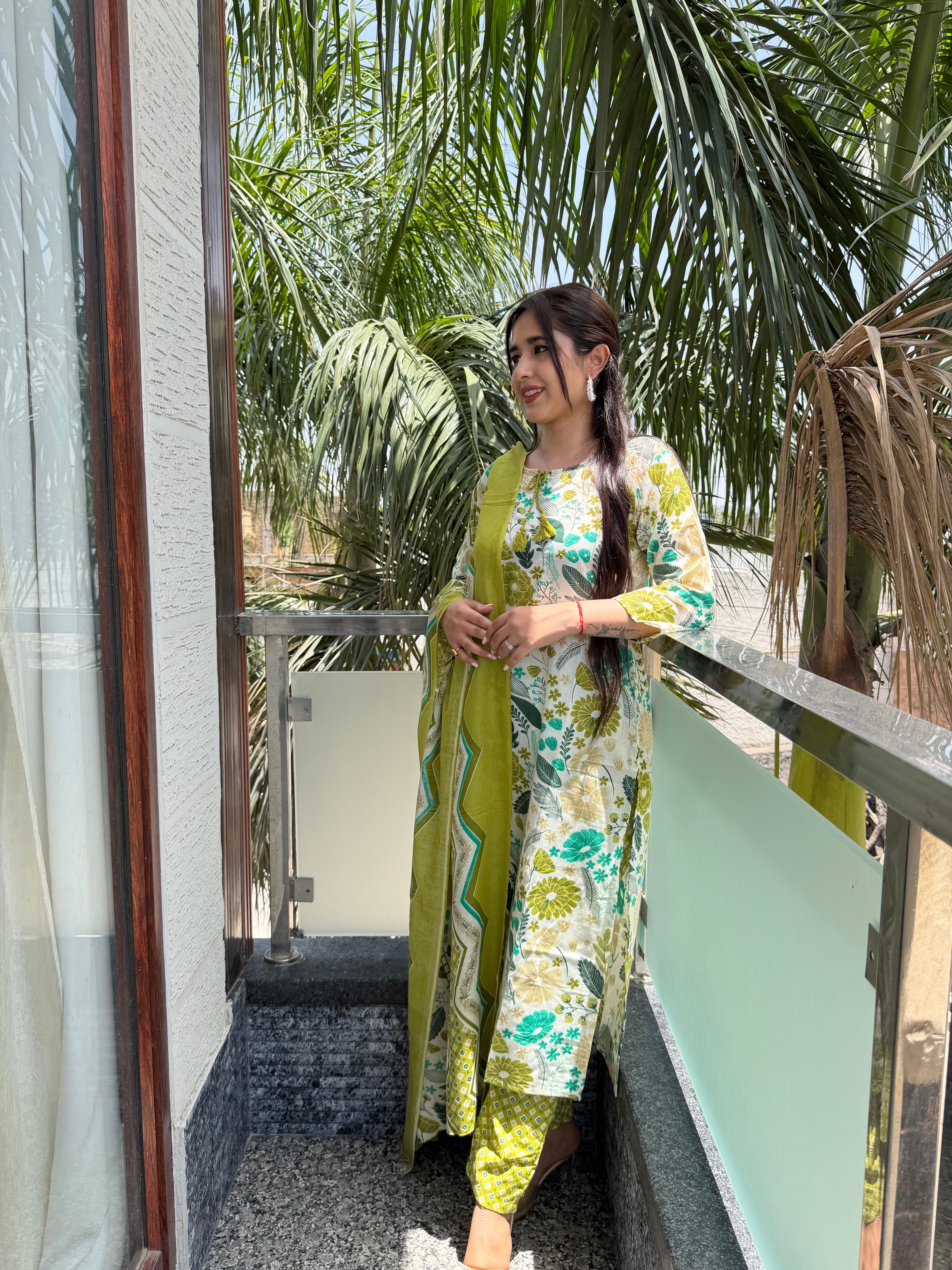 Gulbahaar Green Cotton 3-Piece Set
