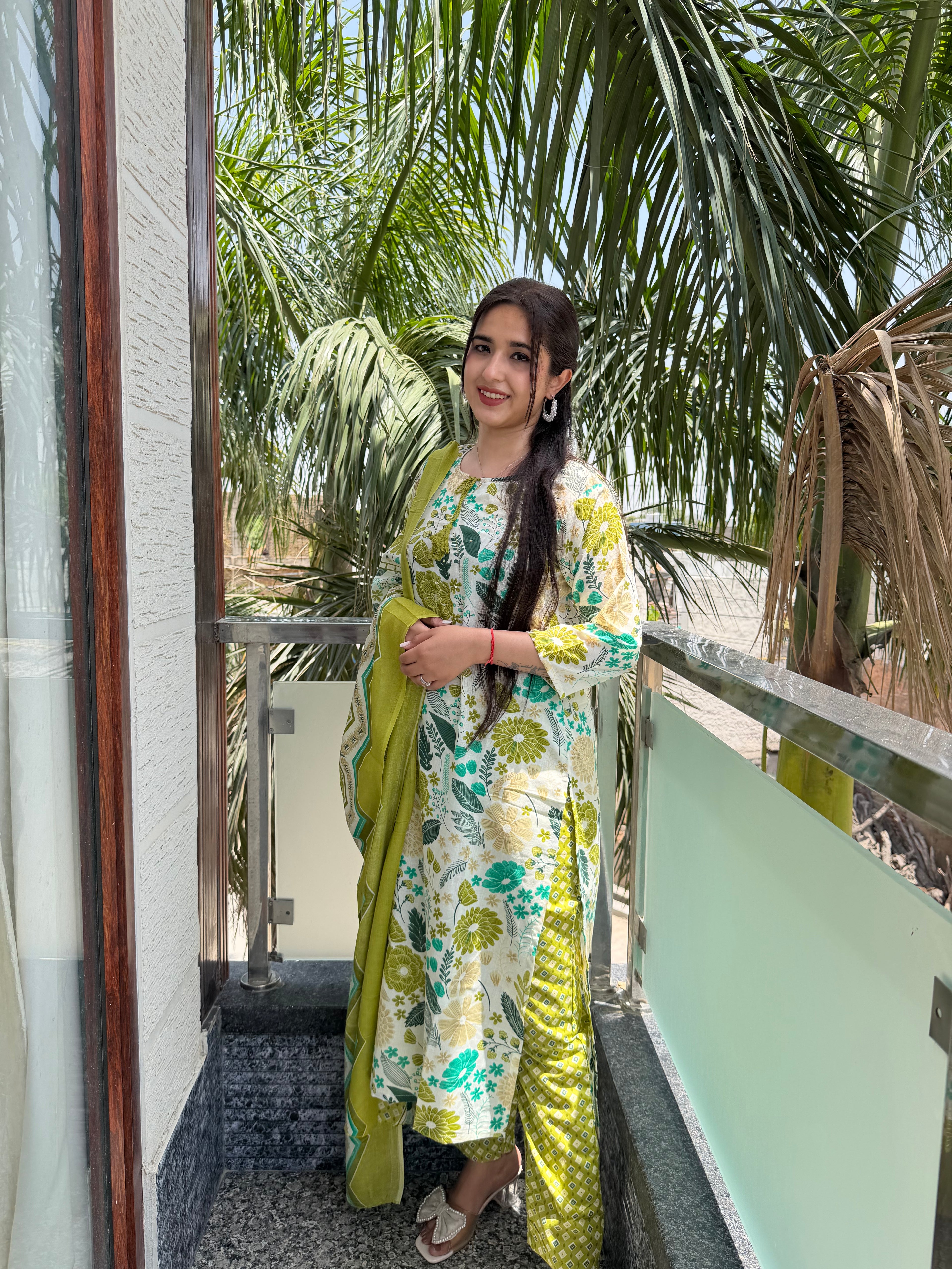 Gulbahaar Green Cotton 3-Piece Set