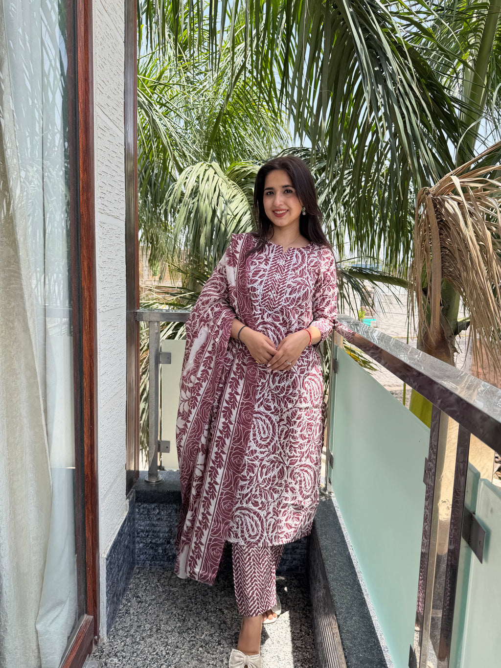 Jashn Mauve Premium Mul Cotton 3-Piece Set