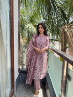 Jashn Mauve Premium Mul Cotton 3-Piece Set