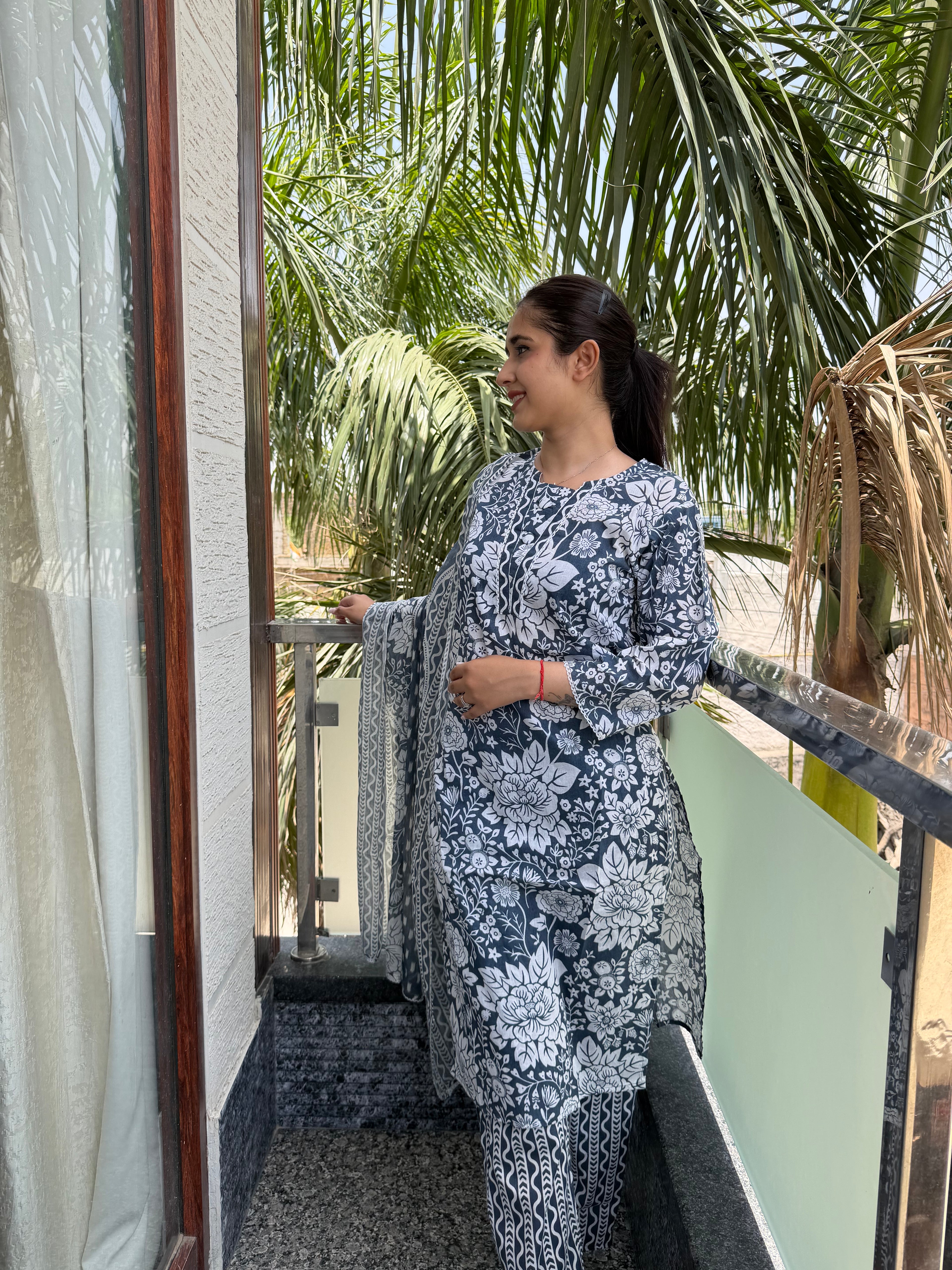 Inaya Indigo Floral Cotton Set