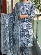 Inaya Indigo Floral Cotton Set
