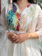 Nazm Ivory Peacock Mul Cotton Suit Set