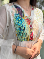 Nazm Ivory Peacock Mul Cotton Suit Set