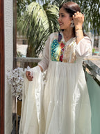 Nazm Ivory Peacock Mul Cotton Suit Set