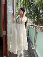 Nazm Ivory Peacock Mul Cotton Suit Set
