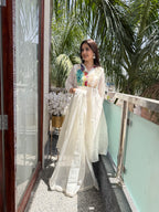 Nazm Ivory Peacock Mul Cotton Suit Set
