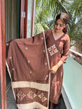 Riwaaz Cocoa Silk Applique Suit Set