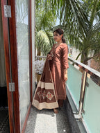 Riwaaz Cocoa Silk Applique Suit Set