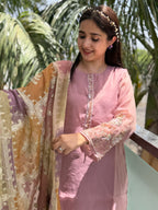 Nayaab Dusty Rose Embroidered Plazzo Suit Set