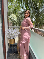 Nayaab Dusty Rose Embroidered Plazzo Suit Set