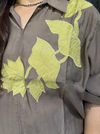 Patjhad Mocha Leaf Embroidered Co-ord Set ( 3XL )