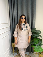 Angoor Beige Botanical Embroidered Co-ord Set (3XL)