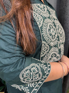 Sabz Bottle Green Embroidered Kurta Set (3XL)