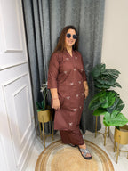 Toffee Bow Embroidered Kurta Set (3XL)