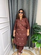 Toffee Bow Embroidered Kurta Set (3XL)