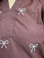 Toffee Bow Embroidered Kurta Set (3XL)