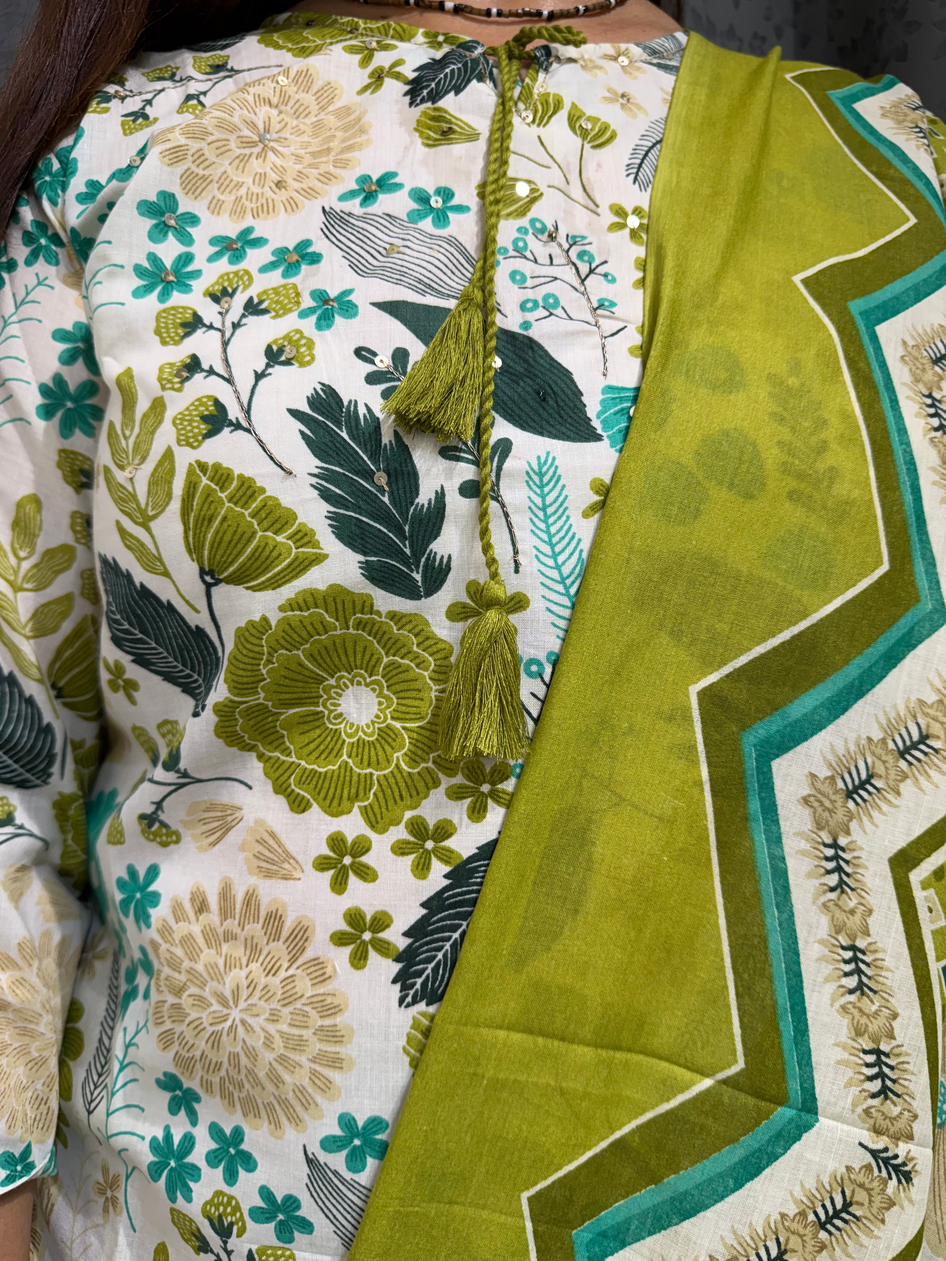Baagh Lime Botanical Print Suit Set (3XL)
