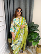 Baagh Lime Botanical Print Suit Set (3XL)
