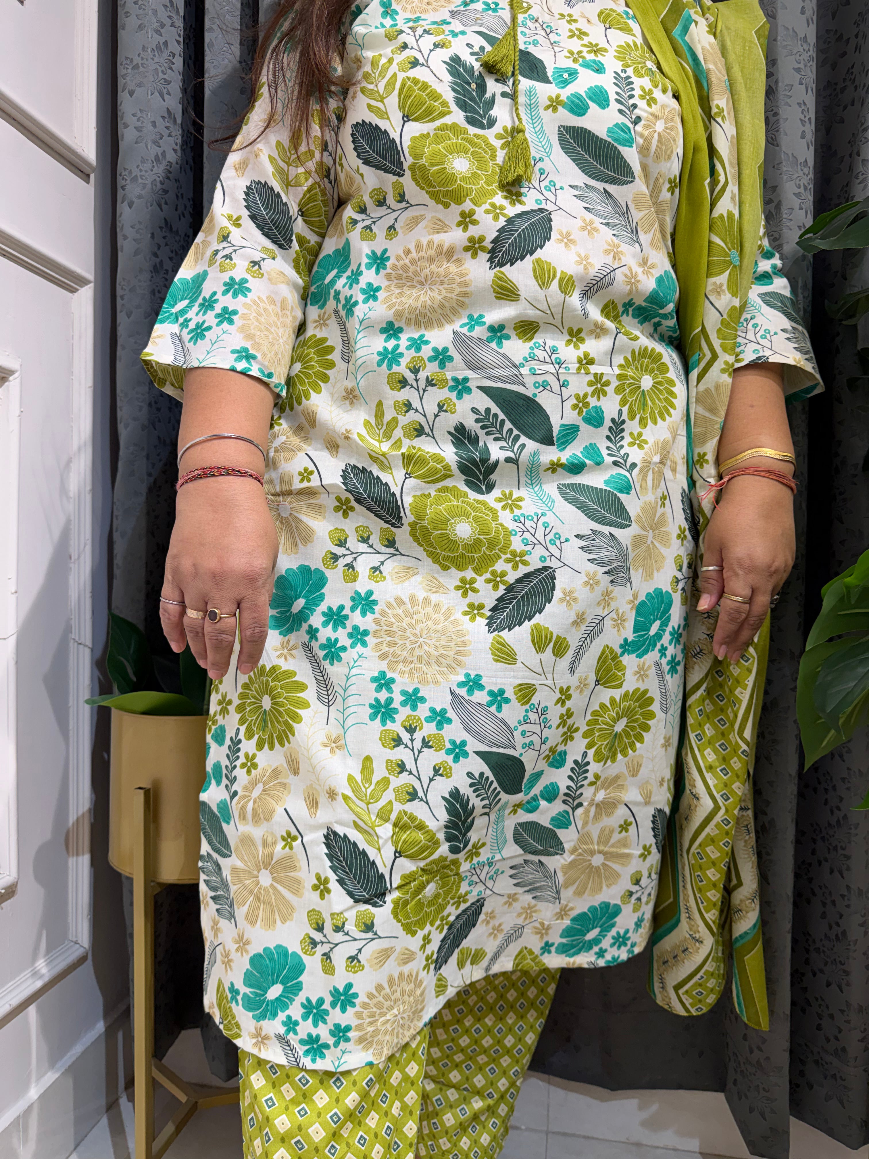 Baagh Lime Botanical Print Suit Set (3XL)
