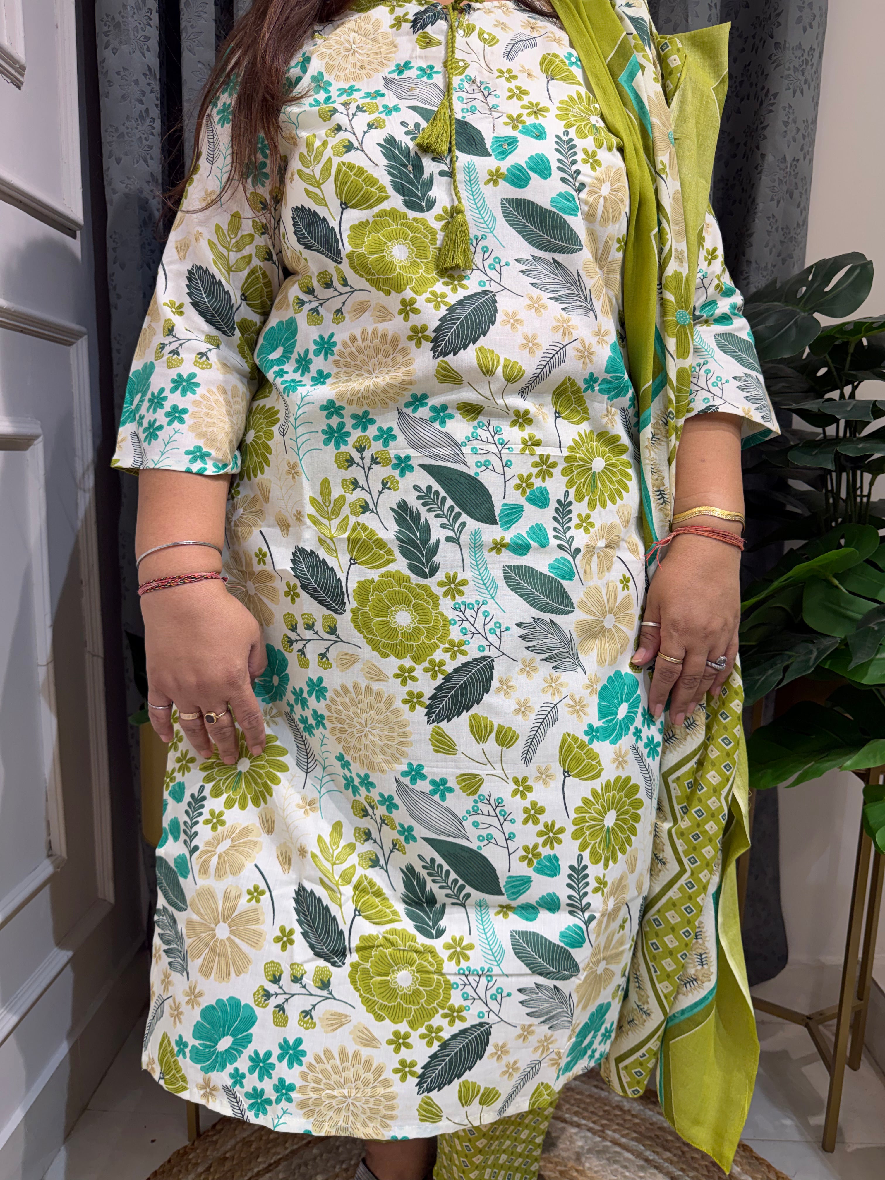 Baagh Lime Botanical Print Suit Set (3XL)