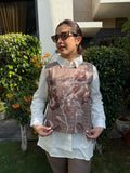 Khwaab Brown Cross-Stitch Overlay Co-ord Set